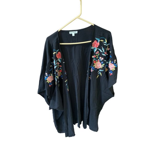 Nine Britton Womens Size XL Oversize Embroidered Jacket Open Front Cardigan Shor - Picture 11 of 13